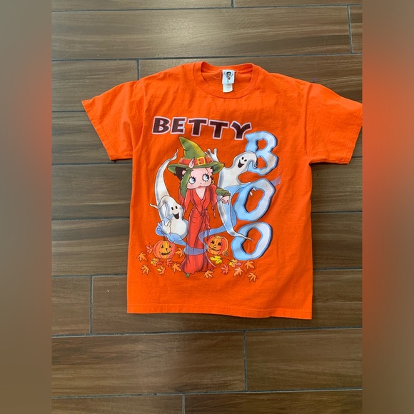 Vintage Halloween Betty Boop T Shirt Orange Mens Size M - Picture 2 of 4